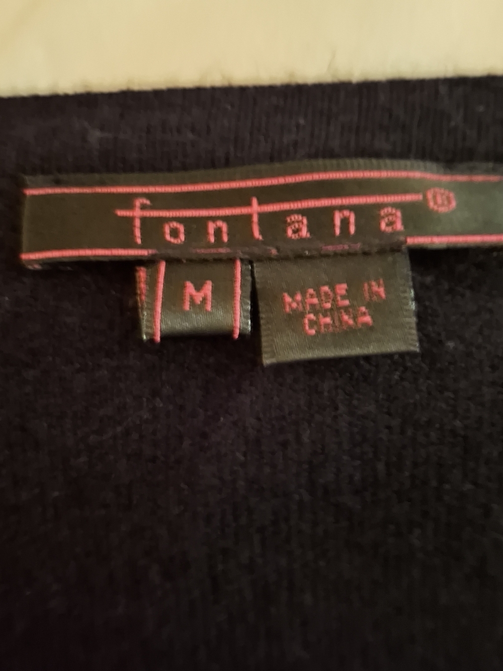 Fontana Women's Black Sweater with Pink Abstract Trim - Picture 5 of 7